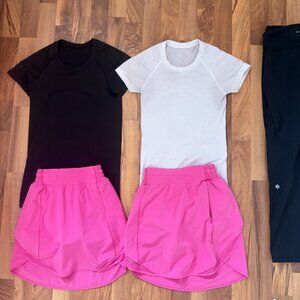 Lululemon Bundle – 2 Pink Pace Rival Skorts (Size 0), Leggings (Size 2), S